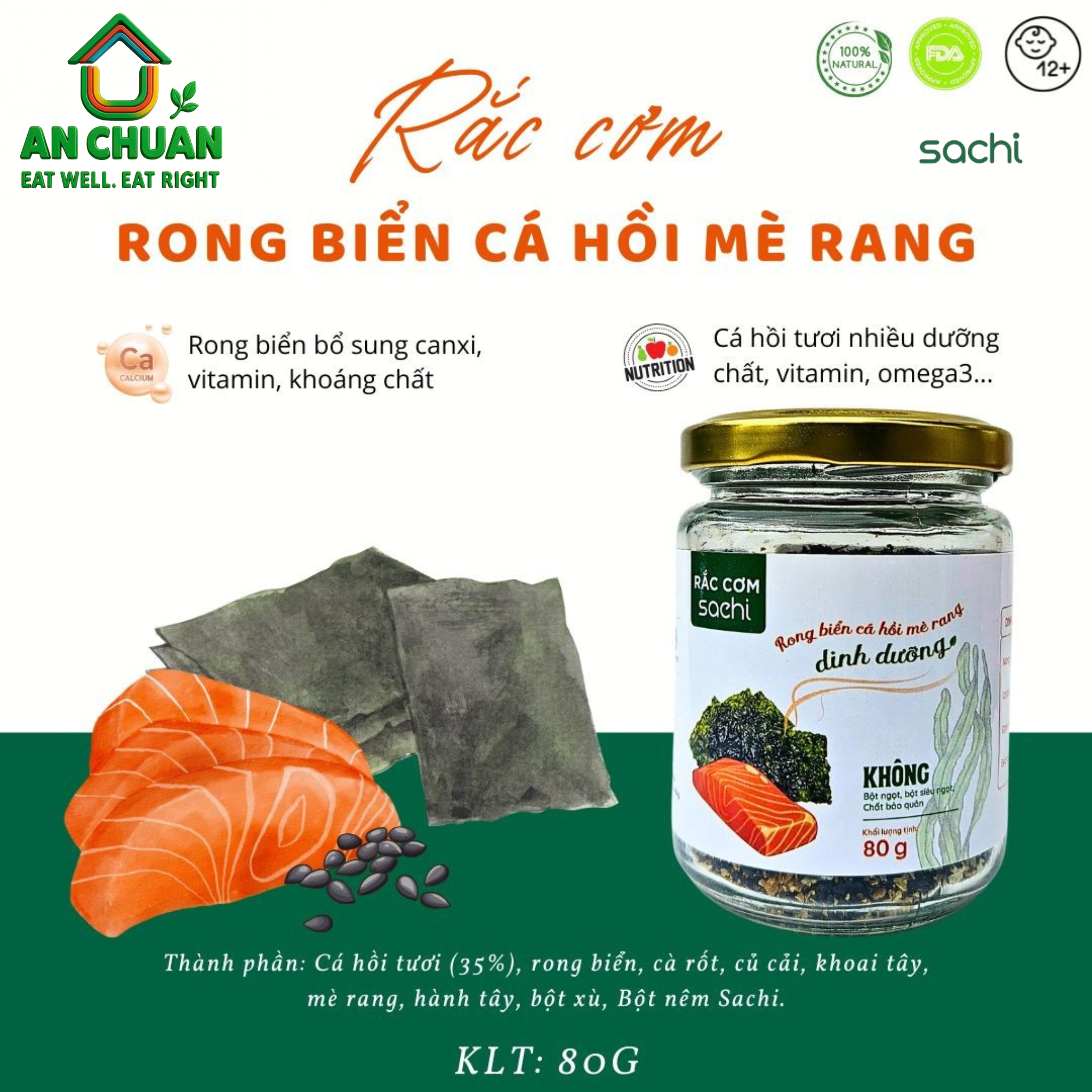 Rắc cơm rong biển cá hồi mè rang